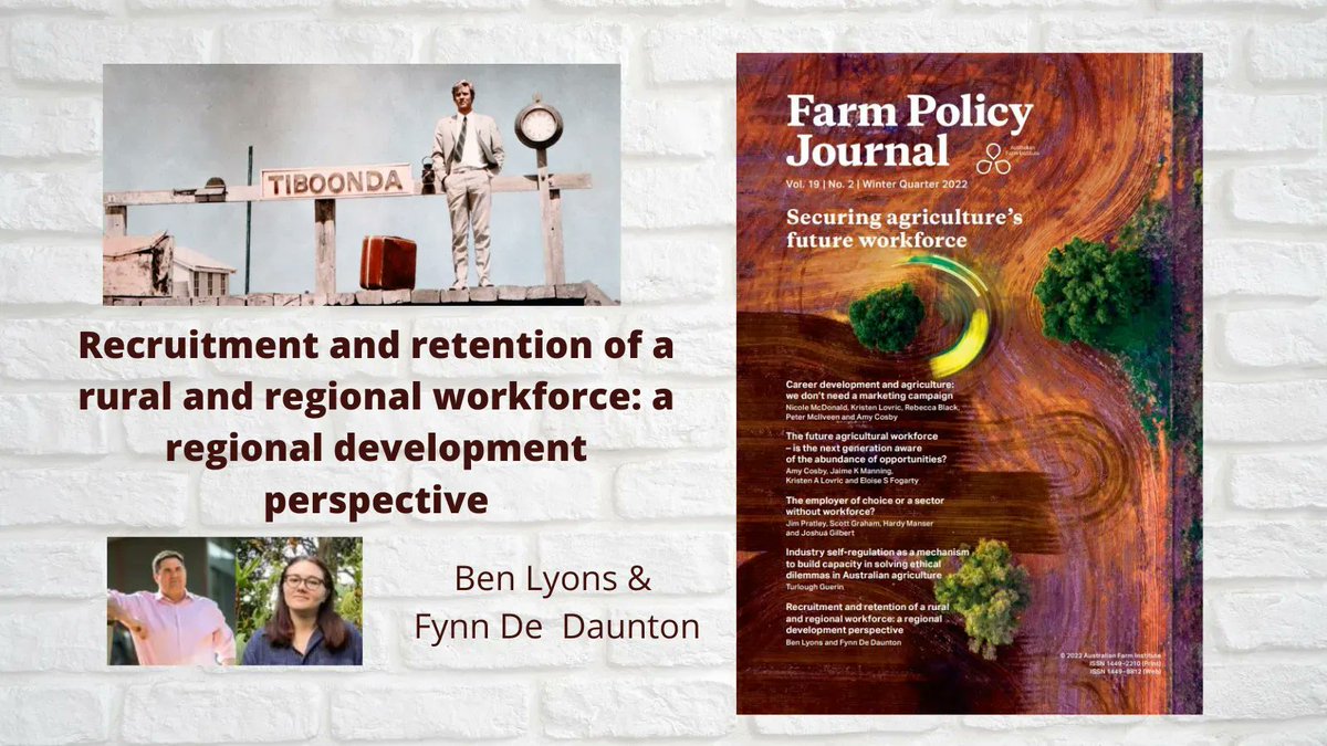 AustFarmInstitu's tweet photo. @Ben_Lyons_ & Fynn De Daunton from @ResearchRural argue in their #FarmPolicyJounral article that focusing on #regional economic resilience rather than taking a sectoral approach is more likely to uncover longer-term solutions to #agworkforce issues > https://t.co/049mcfHNYD https://t.co/67z6QxF1Bv