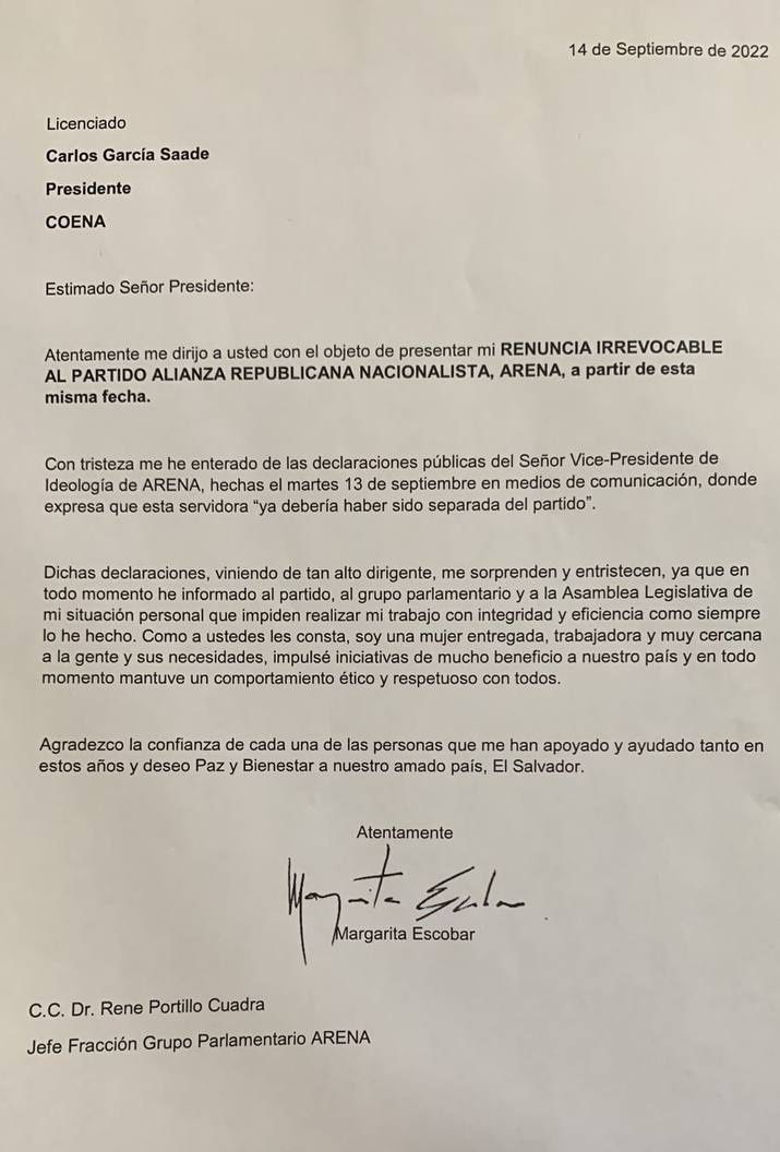 mensajaro's tweet photo. Noticia de última hora la Sra. De los sobresueldos @Escobarmarga de @ARENAOFICIAL renuncia al corrupto partido de los mismos de siempre. #devuelvanlorobado y todo lo que recibió por 5 años en el período de Tony Saca. https://t.co/wGPmeRmjRK