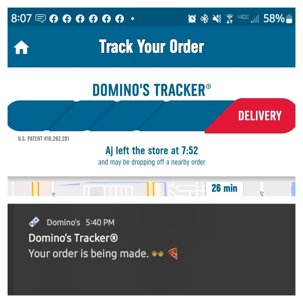 cbyronlamar's tweet photo. @dominos why over 2 hours? What happened to 30 mins or less???? https://t.co/VQ4HeoiAHv