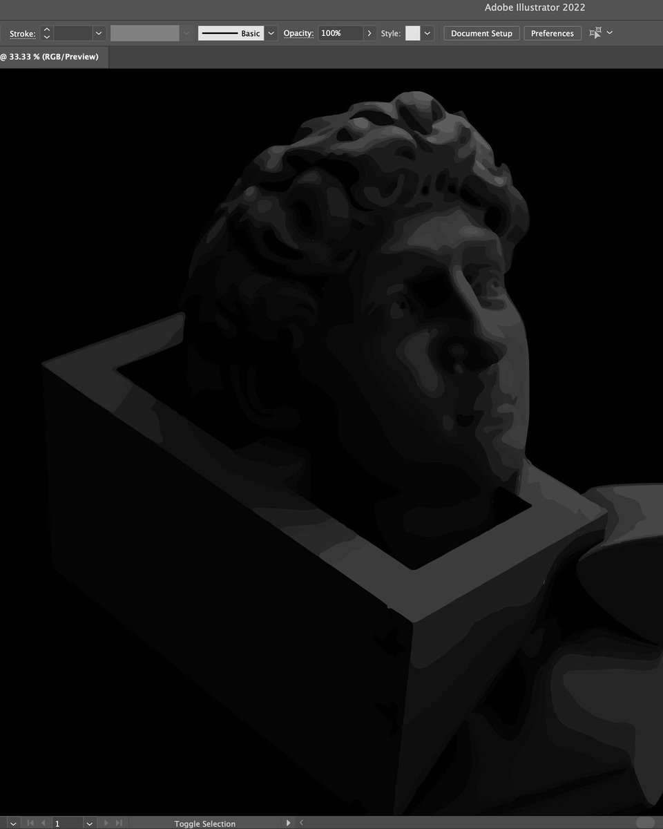 First proper painting in 10+ years… Acrylic painting of an image trace of a 3D render of the Bust Of David merged with a concrete block 🍻