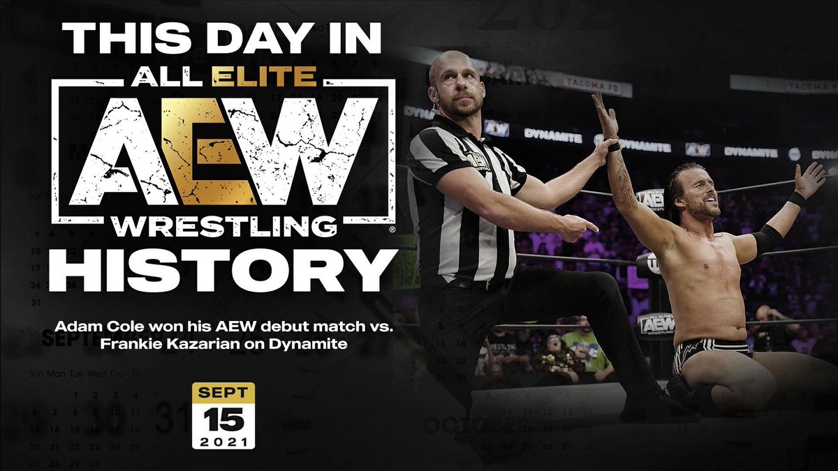 On this day in #AEW History, @AdamColePro won his #AEW debut match on #AEWDynamite ▶️ youtu.be/d7H32BYO334