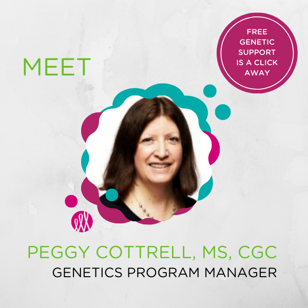 If you have questions about hereditary cancer, Peggy is here to help. Please contact us at genetics@sharsheret.org, or call/text Peggy at (201) 661-6867 for FREE genetics support. 💗 P.S. We also offer family conference calls.