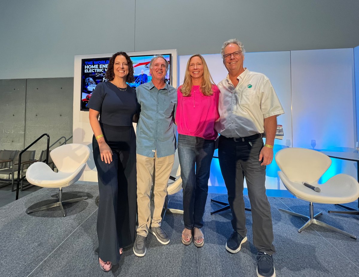 SunwaterM's tweet photo. “Do we have enough clean energy to electrify everything?” Yes, but we’ll need to ramp up renewables, and work to implement vehicle-to-grid (V2G) as a dispatchable peak utility resource. April Bolduc, James Richmond, Karin Burns, Ted Flanigan,San Diego Sept 10-11.#FullyChargedLive https://t.co/KA8RPhUhhc