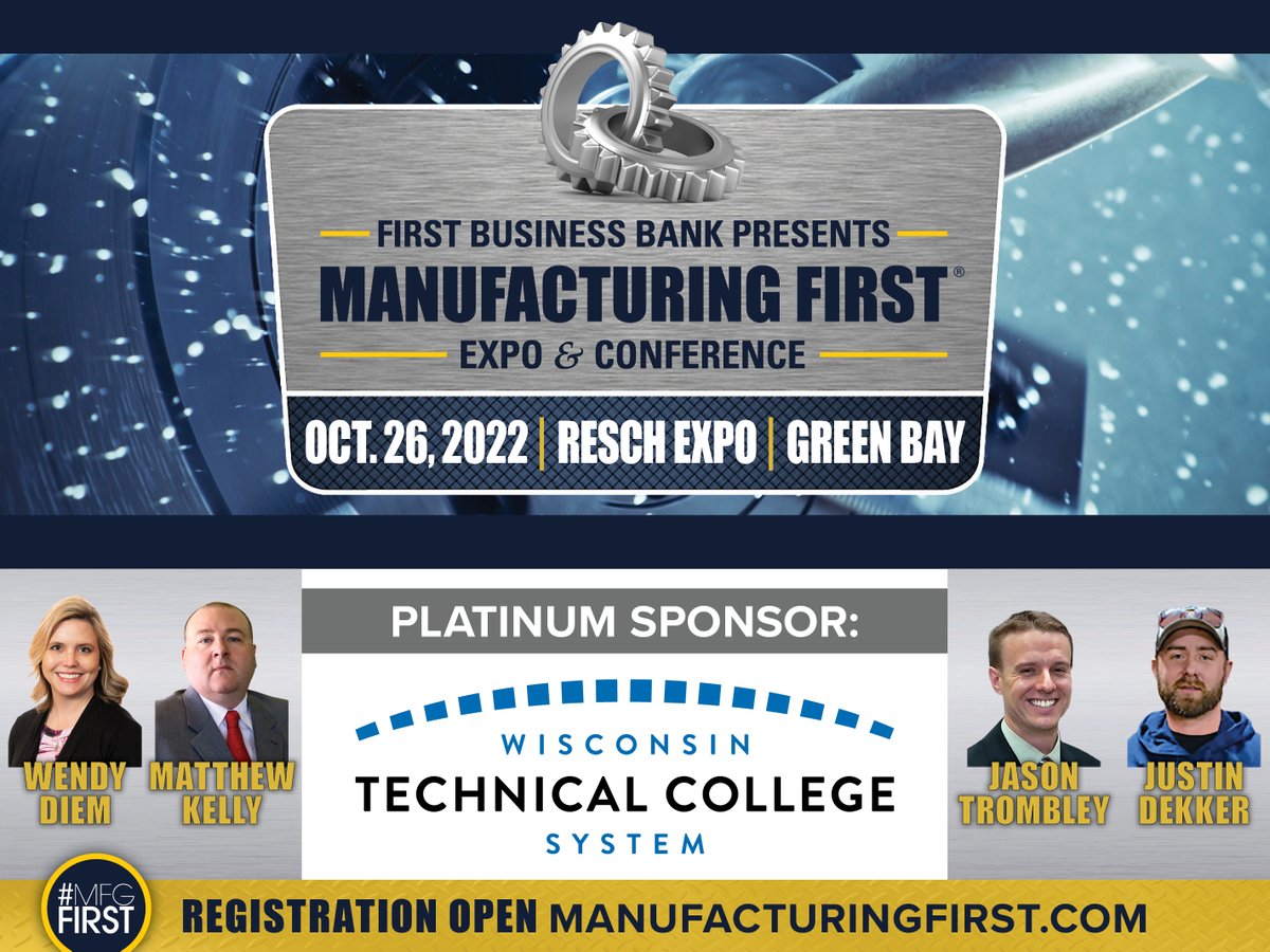 insightpubs's tweet photo. Thank you to @WisTechColleges for your platinum sponsorship of the 2022 Manufacturing First Expo & Conference Oct. 26 at @reschcomplex! @FoxValleyTech @MoraineParkTech @lakeshoretech @NWTC Register: https://t.co/cPwrc8uimA. #MfgFirst! https://t.co/1uSzlhBsxm