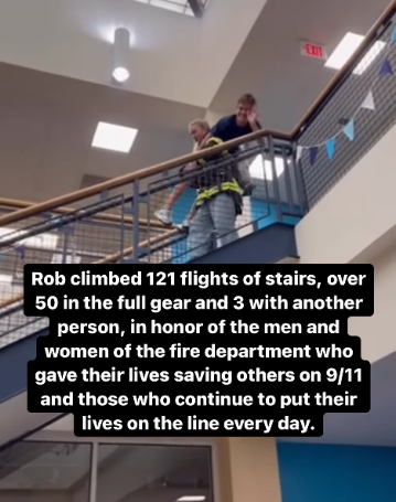 battenstuengage's tweet photo. ICYMI: SGA hosted their 9/11 Memorial Stair Climb this weekend.  In total, 549 flights of stairs were climbed in memory of the firefighters who risked their lives on 9/11. They also climbed to support VBFD and reached their $300.00 donation goal for our local fire department. https://t.co/mcCGuyCXbz
