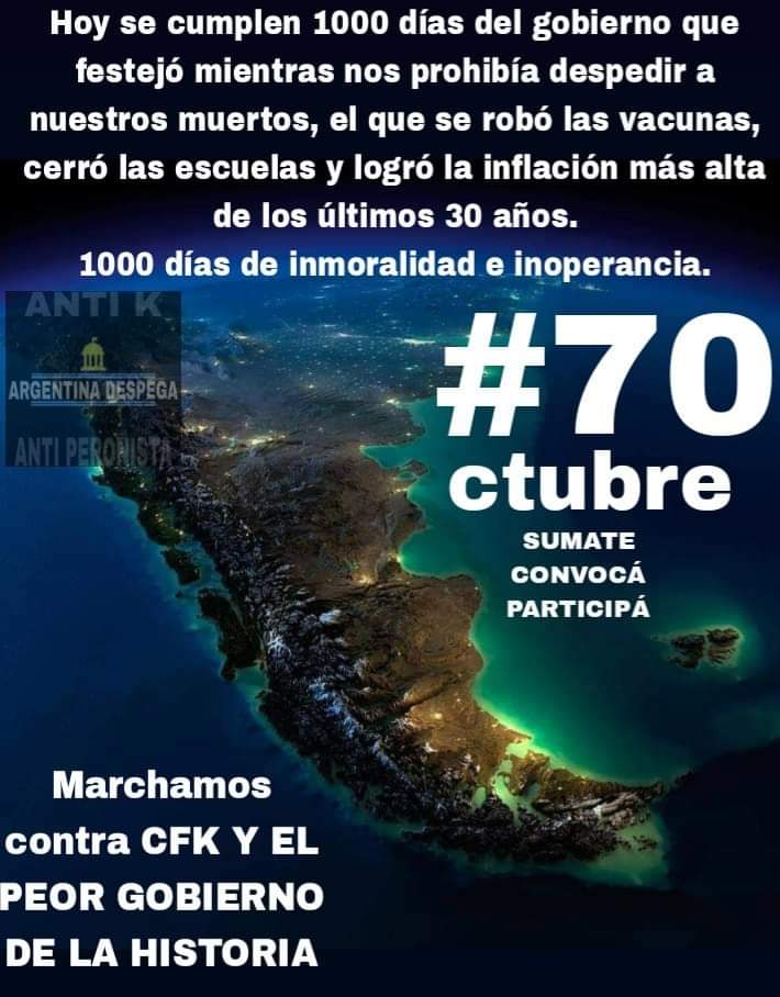 Juan34592049's tweet photo. @rosana_errico DIFUNDÍ PARA QUE SEAMOS MILLONES EN LAS CALLES DE TODA LA REPÚBLICA.
18HS PLAZA DE MAYO EN CABA Y EN LOS LUGARES DE SIEMPRE EN EL RESTO DEL PAÍS
#7Octubre https://t.co/t3gngjPynC