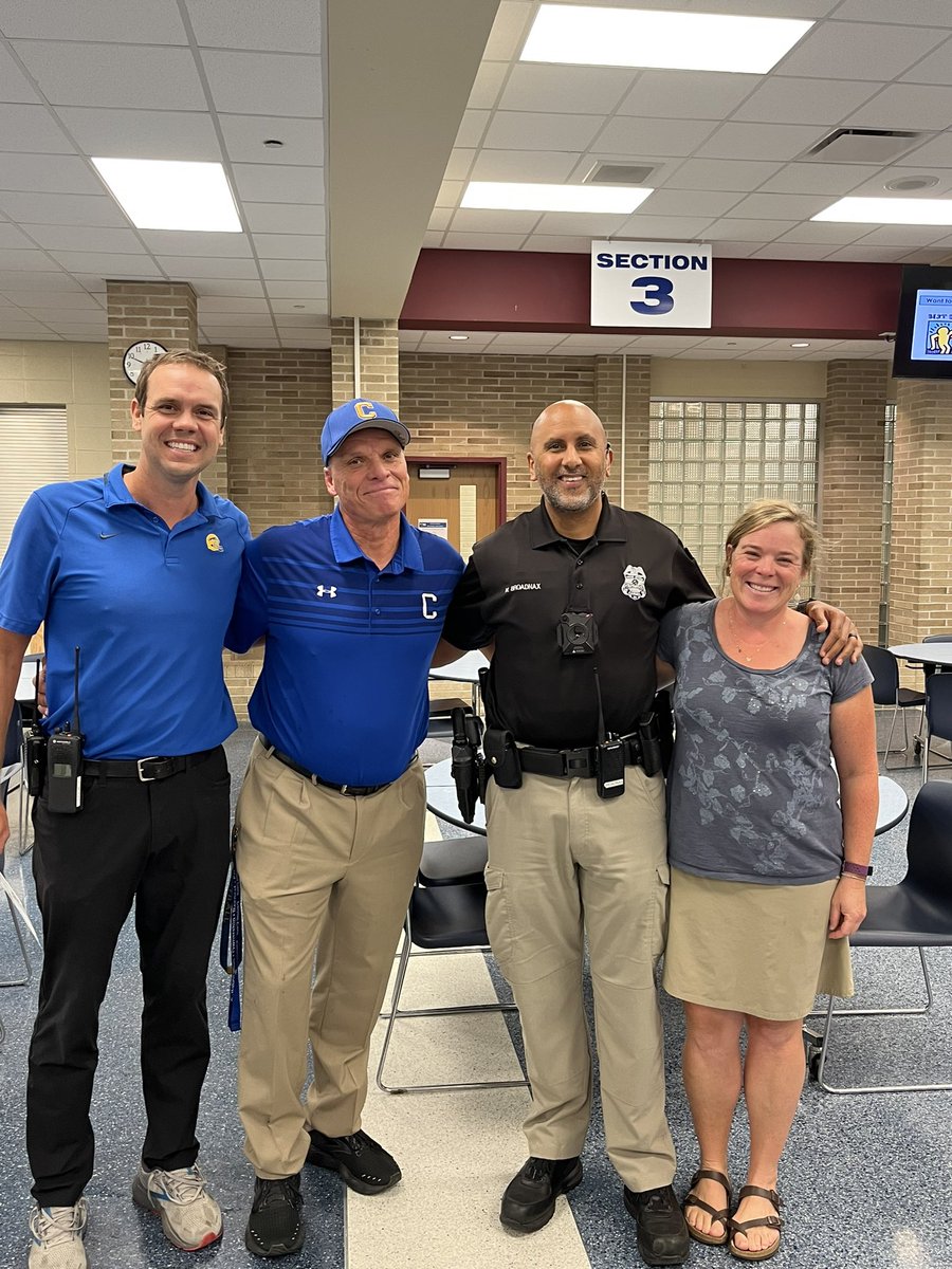 Today Officer Broadnax presented Challenge Coins to Coach Vogt, Mr. Monke and Mrs. Feiock who helped save a fan’s life recently at a football game. Thanks to <a href="/officerbroadnax/">Officer Broadnax</a> and <a href="/CarmelEdFdn/">Carmel Education Foundation</a> for the support of these special coins.