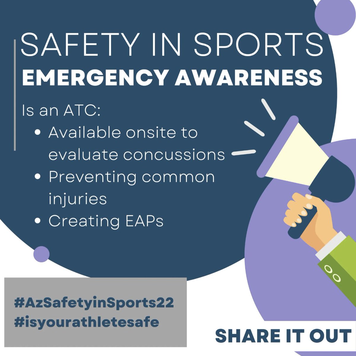 Athletic Trainers are highly qualified to create/implement plans for acting during an emergency. They coordinate with administrators, coaching staff, athletic training students, and local EMS for best outcomes. How do you prepare?#AzSafetyinSports2022 #isyourathletesafe