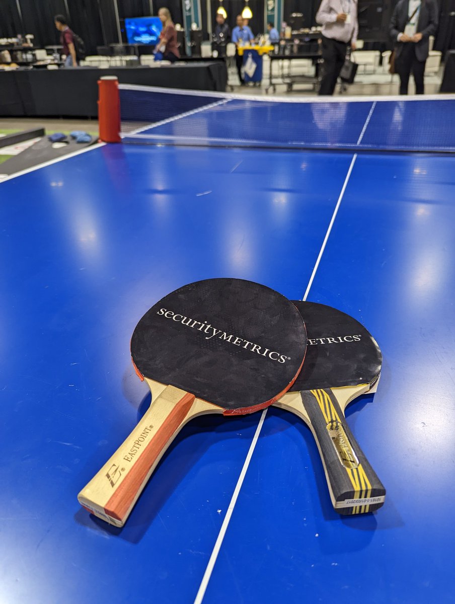 GenericIntel's tweet image. Just got done playing a wicked game of ping pong with these SecurityMetrics paddles. Whew! Tired. #PCICM #pci