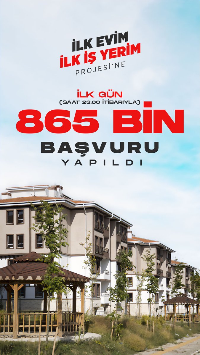 Cumhuriyet tarihinin en büyük ve en kapsamlı sosyal konut projesine ilk gün 865 bin başvuru yapıldı.

Devletimizin dünyada eşine az rastlanır bir seferberlikle milletimize sunduğu bu proje ile inşallah yüz binlerce vatandaşımız ev sahibi olacak