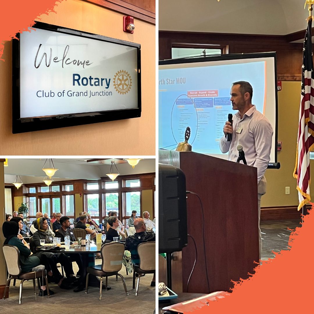 It was a pleasure visiting with the Grand Junction Rotary Club today! Our Executive Director, Curtis Englehart, had the opportunity to present GJEP's mission, annual highlights, and 2023 initiatives to club members.

#GrandJunctionCO #WestSlopeBestSlope #TheNewWest
