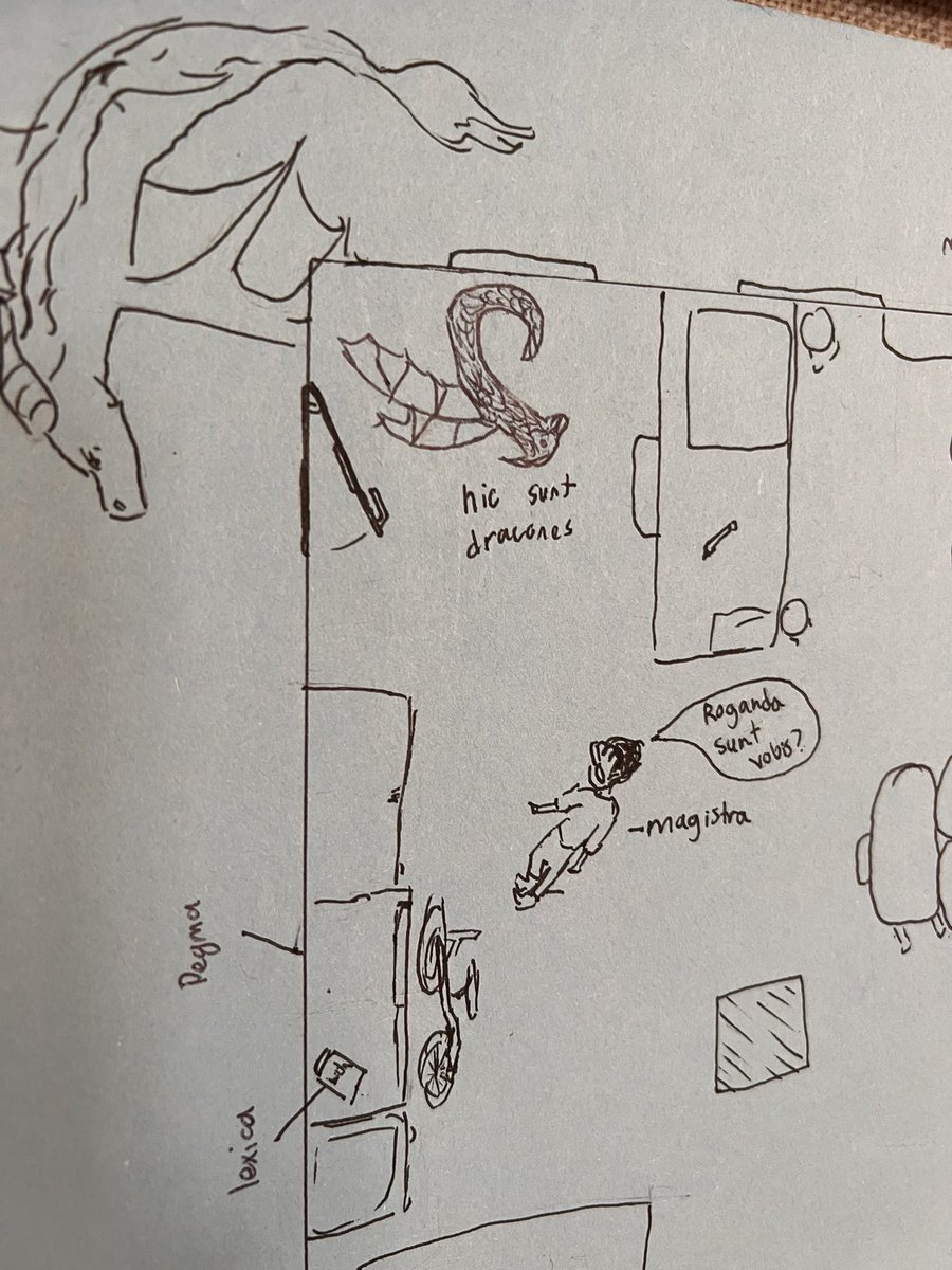 stickfiguregods's tweet photo. Every year I have students map the classroom for vocab practice and this year I asked for some “here be dragons” action 😁 #latinteach https://t.co/lzltIE4jXI