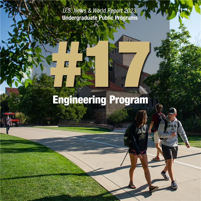 CUEngineering's tweet photo. NEWS: The 2023 U.S. News &amp; World Report undergraduate rankings are out and @CUBoulder Engineering is climbing the ranks! 🤝

Highlights:
• Overall: #17 public (tie)
• Aerospace: #6 public (tie)
• Environmental: #9 public

Read more about it ⤵️
https://t.co/e5pu15g7Ku https://t.co/kfd4kLDP7b
