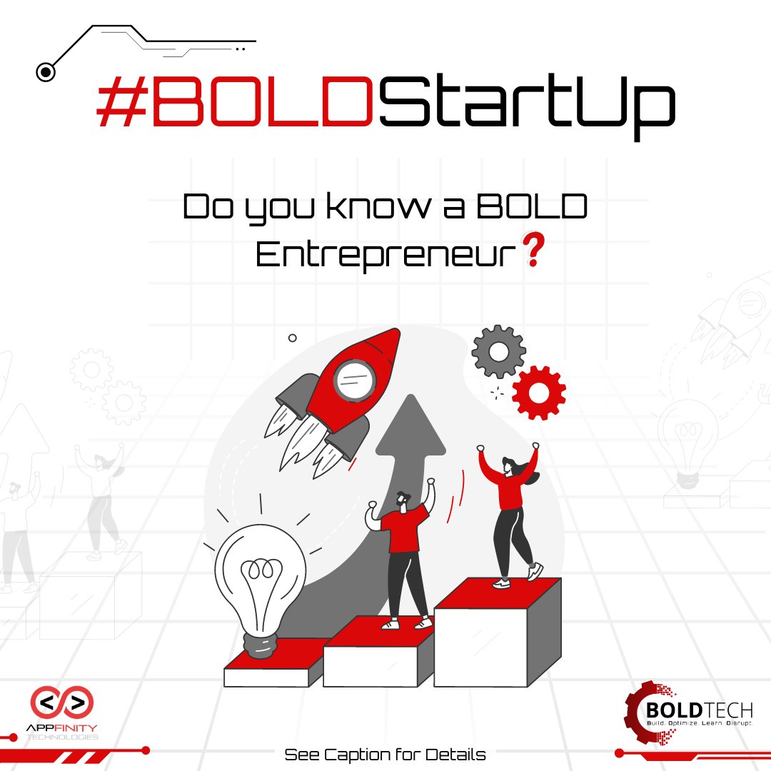 BOLDTech values and supports entrepreneurs and tech startups working to fuel innovation locally and throughout the wider Caribbean. 
Tag an entrepreneur who you think is a #BOLDStartUp &amp; tell us why they should be invited as a virtual exhibitor to
#BOLDTech2022 #BOLDStartUp