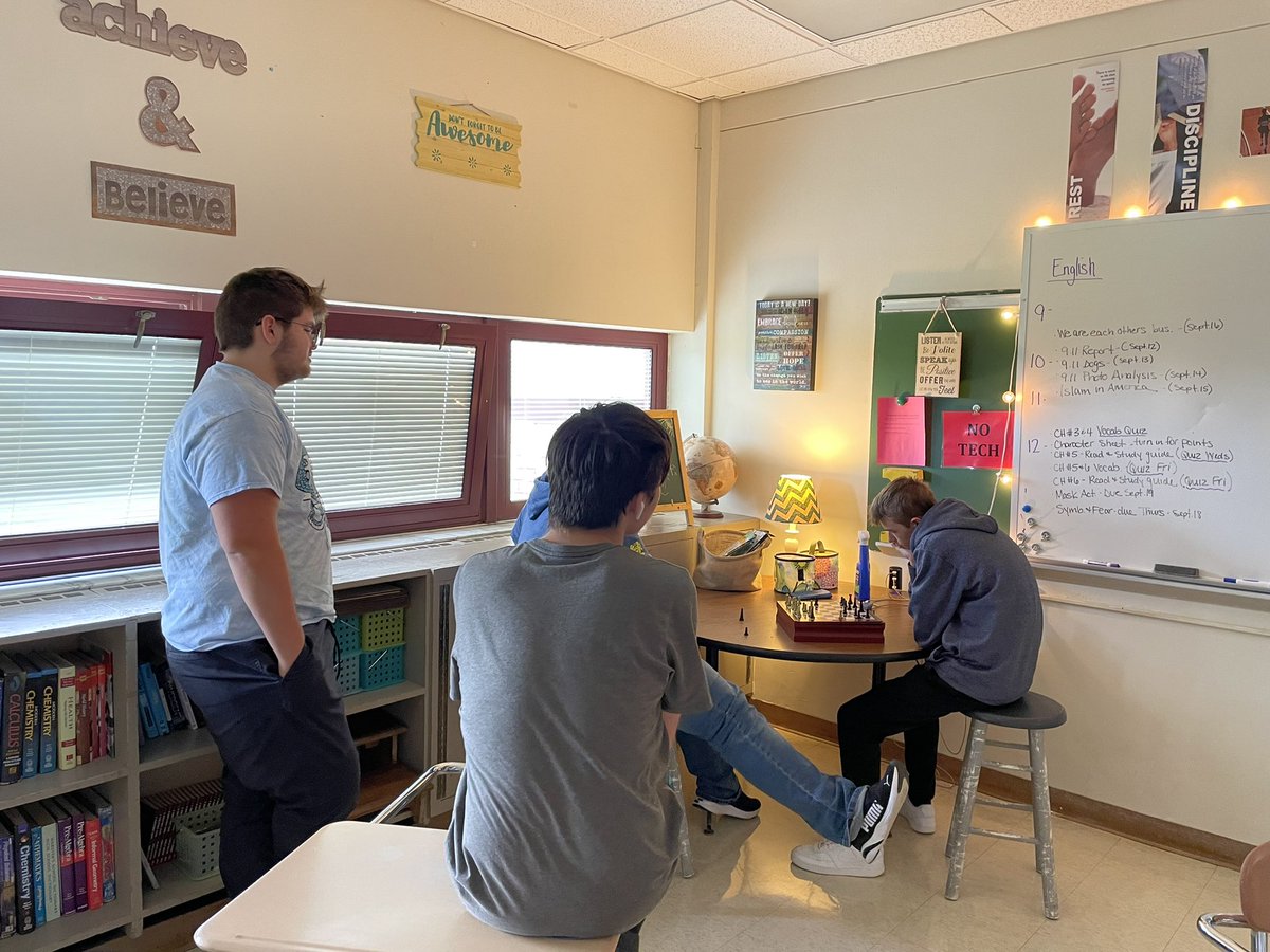 All their work is done, so they played a little chess today in period 8 study skills. #efproud