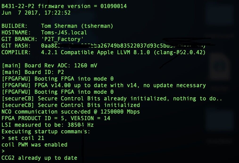 An AirPower prototype found on ebay.  
It seems that the firmware was made by Tom Sherman (apple employee) and was built on an early 2013 15 Inch MacBook Pro. #appleinternal