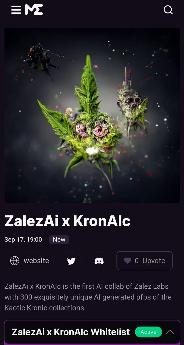 Hot off the press... 👀 

ZalezAi x KronAIc #Airdrop 🪂

Register your #whitelist on <a href="/MagicEden/">Magic Eden 🪄</a>, NOW!

Will be hosting sneak-peaks EXCLUSIVELY in <a href="/spatialxr/">❗DO NOT USE❗ Now @Spatial_io 🎉</a> soon! There will be a contest including going into this spatial when announced! 

magiceden.io/drops/zalezai_…