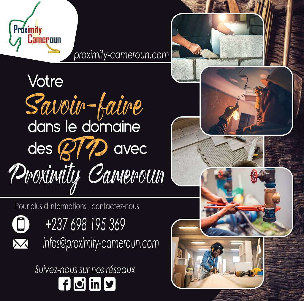 Proximity_C's tweet photo. Hello,
Experts dans le domaine des BTP vous êtes ?
Vous avez besoin de vendre vos services et mettre en lumière votre savoir-faire ? 
Avec Proximity Cameroun la solution est toute trouvée.
☎️ +237 698 195 369
https://t.co/GLDckZhu6L 

#maconnerie #plomberie #menuiserie #peinture https://t.co/oU5e9T5xW0