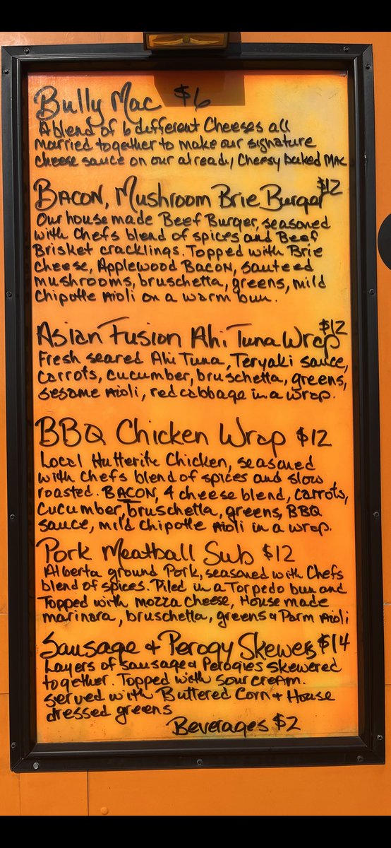 BullyTruck's tweet photo. We’re at Southwest Edmonton Farmers Market today from 4-7:30pm. Terwilligar Rec Centre Parking Lot, 23ave and Leger Rd. It’s far to hot to cook at home, let us make you dinner. Come for the market, stay for the food. https://t.co/jHmhYRjmdR