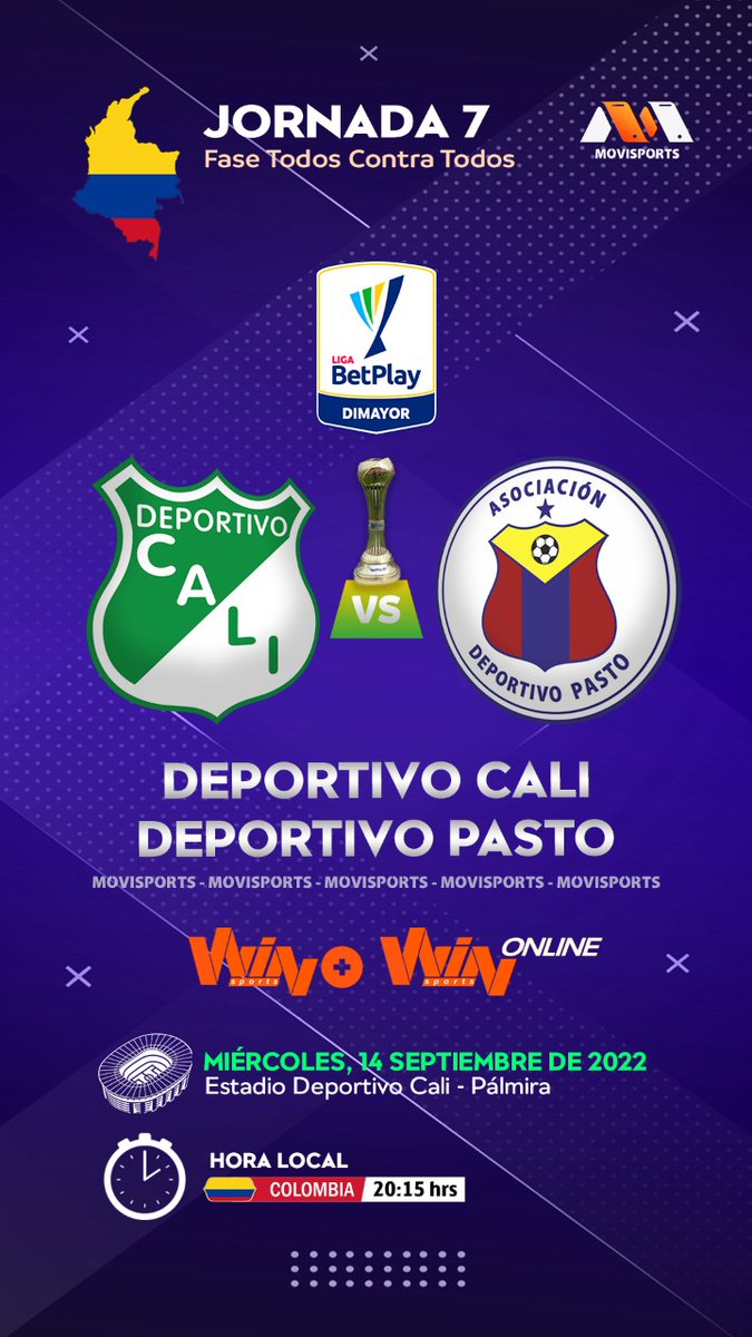 HOY 📺▶#LALIGAxWIN @AsoDeporCali 🆚 @DeporPasto Relata:🎙️ @tavocontacto Comenta:🎙️ @RICHENAO 📺💻📱▶ @WinSportsTV ➕ @WinSportsOnline #FutbolColombiano #LigaBetplayDimayor ⚽🇨🇴🏆