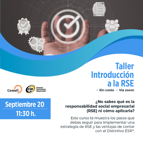 Cemefi_RSE's tweet photo. 🤔 ¿Ya sabes qué es la responsabilidad social empresarial #RSE? Aprende a identificar el proceso para su implementación y las ventajas de incorporar esta forma de gestión en tu empresa.

🗓️ 20 de septiembre | ⏰ 11:30h #CdMx
📝 Registro: https://t.co/klRmZ3jyWi https://t.co/VUqD0D7F2q