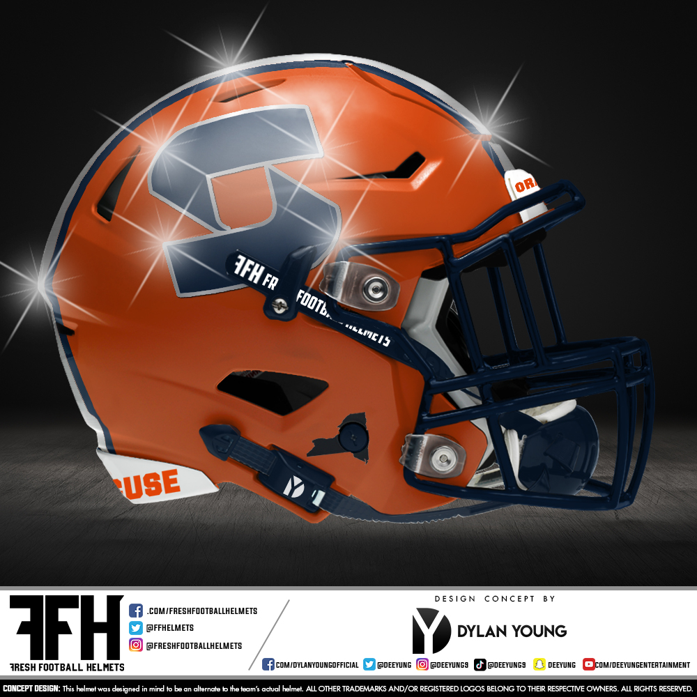 FFhelmets's tweet image. Syracuse Orange, college. Design concept by @deeyung. #FreshFootballHelmets #ACC @CuseFootball