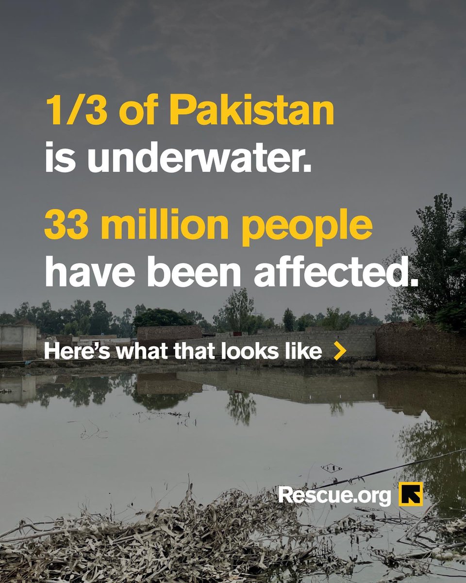RESCUEorg's tweet photo. How bad are the floods in Pakistan? Just look 👇
 
More rain is forecasted to hit the country in the coming weeks—meaning this crisis will get worse.
 
Don’t look away from Pakistan. RT if you stand with all people affected by this crisis. https://t.co/1jkonJHZJ4