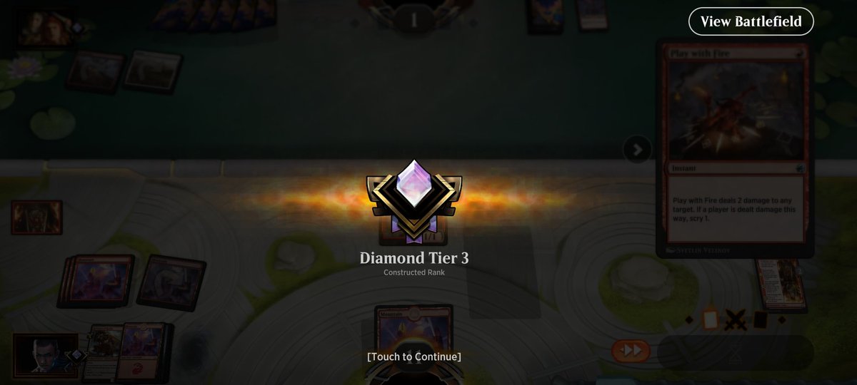 This is the farthest I've gone in Ranked, EVER 😍 goal is to hit Diamond 1 this month! My previous best was Platinum 4! I'm not usually an aggro-red player, but I enjoy making this Devilish Valet 😈 combo work! It's so satisfying when you drop a 64/3 Trample 😅 #MTGArena