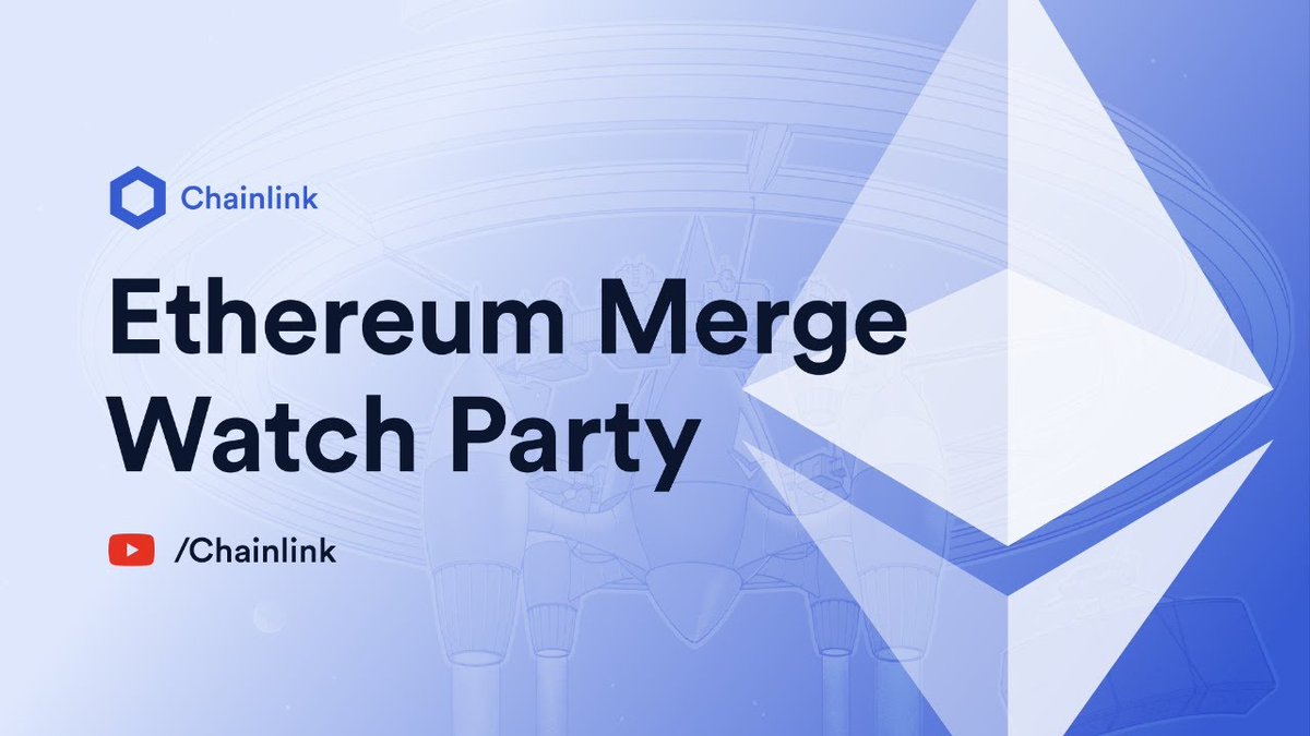 chainlink's tweet photo. Celebrate the #Ethereum Merge live at the #Chainlink watch party.

Join Chainlink Developer Advocates and community members to discuss the latest developments as they happen.

The watch party is happening soon. Set a notification 🔔👇
https://t.co/LIKI3ptUZT https://t.co/JMNtnT6m6p
