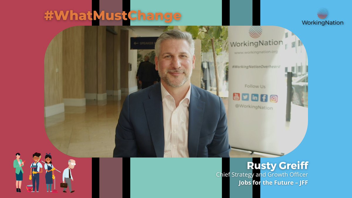 WorkingNation's tweet photo. Learning can be a lifelong process and systems should better allow it, @RustyGreiff of @JFFtweets says. Creating greater acceptance for #nonlinearlearning is #WhatMustChange, along with closing an #equitygap for #underserved populations, he adds.

Watch: https://t.co/4PXWPEsrvI https://t.co/wR6ONGSgZK