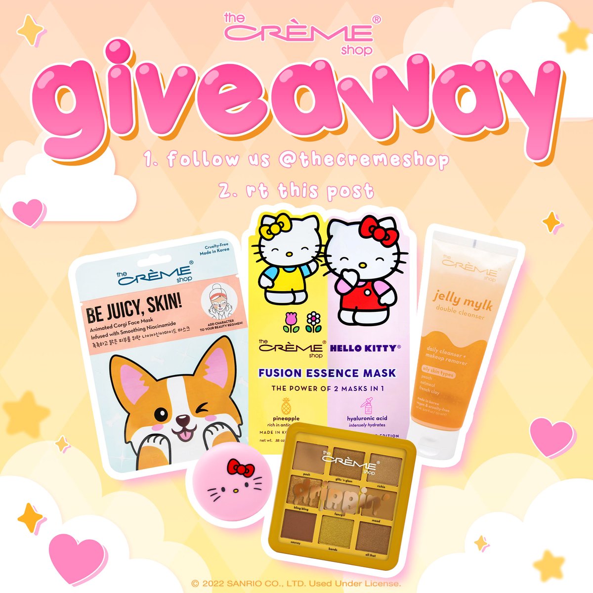 TheCremeShop's tweet photo. ✨💖 GIVEAWAY 💖✨ 

ENTER TO WIN:
☁️ follow us @TheCremeShop
☁️ RT this post 

GOOD LUCK! we will DM the winner on 09/21. official messages are only sent from this verified account. https://t.co/puwRs9KApc