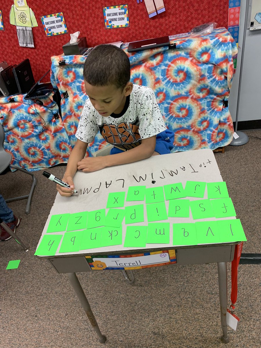 MissDagnall1's tweet photo. Writing on the desk is way more fun than writing anywhere else. I love watching my students work hard to reach goals, and sometimes that means changing lessons and meeting them where they are! https://t.co/hf7RbPoPKo