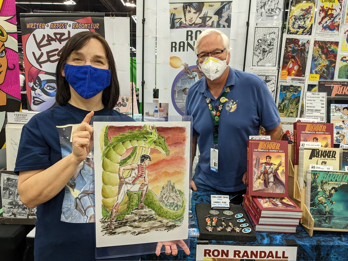 TrekkerTalk's tweet photo. Picking up a couple of truly stunning #Trekker commissions from #RonRandall @Ron_Randall at #RCCC! Mercy St Clair has a new ally and it's a dragon! Meanwhile Scuf is on a forest adventure with an owl while Mercy and Molly watch from a distance! 🦊🦉🐉🚀 https://t.co/J8KBRX6Bfr