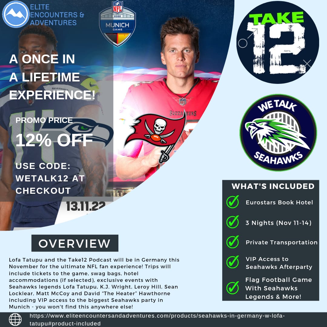 wetalkseahawks's tweet photo. #12s if you don't have your tickets for munich, We've teamed up with @Take12Pod to bring you these amazing choice of packages+ with promo code 'WETALK12' you'll get 12% off your chosen package. 

For more info check out https://t.co/lppxjXjvPu
#GoHawks #Seahawks #seahawksuk #NFL https://t.co/dud9ciYIyJ