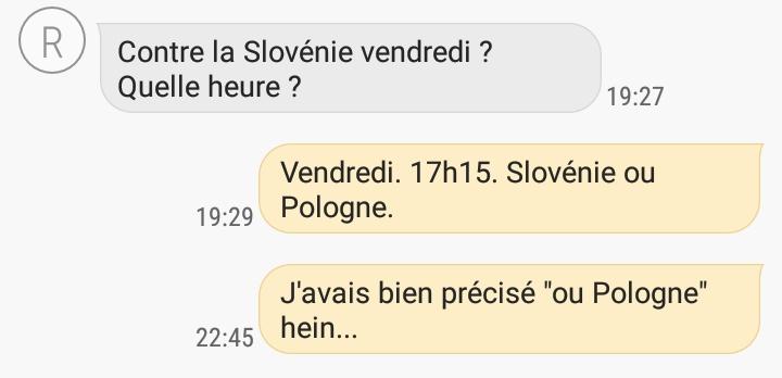 Échange de messages avec un pote aujourd'hui.