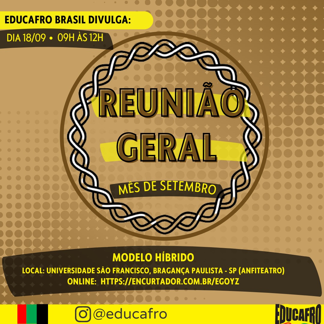 No dia 18 de Setembro, próximo domingo, acontecerá a nossa tão esperada *Reunião Geral!* 

*LOCAL:* Avenida São Francisco de Assis, 218 - Cidade Universitária, Bragança Paulista - São Paulo - CEP: 12916-900 (Anfiteatro)

*ONLINE:* encurtador.com.br/egoyz