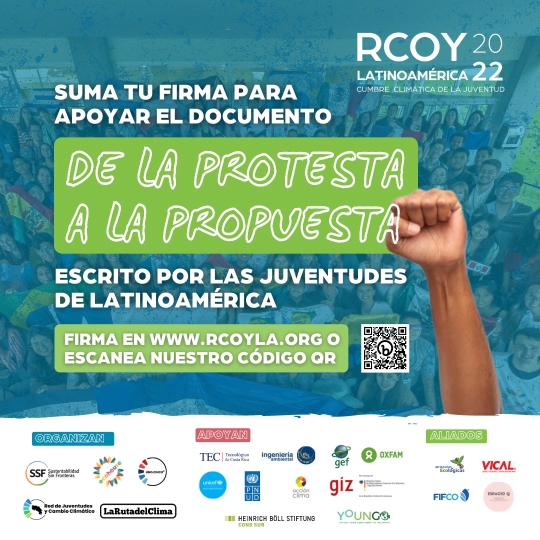 ¡RCOY Latinoamérica tiene declaración!
Súmate tu también, te necesitamos 

¡Nuestra meta es llegar con 100 mil firmas a la COP27 en Egipto! 🗣🌎✊