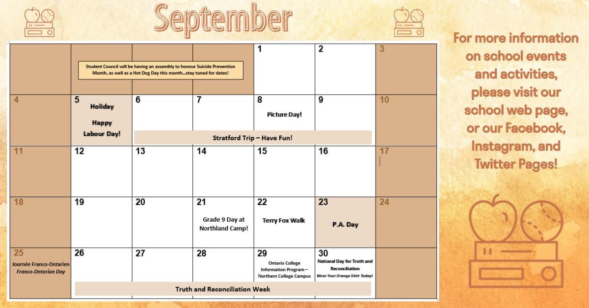 It's been a busy first couple of weeks of school...and we're just getting started!  Please find our September calendar of events attached!