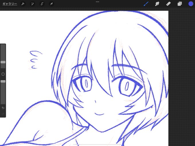 直近で描いた絵は気持ち少し目大きめに描いてたけど、たぶん自分の中ではコレが最大値。 