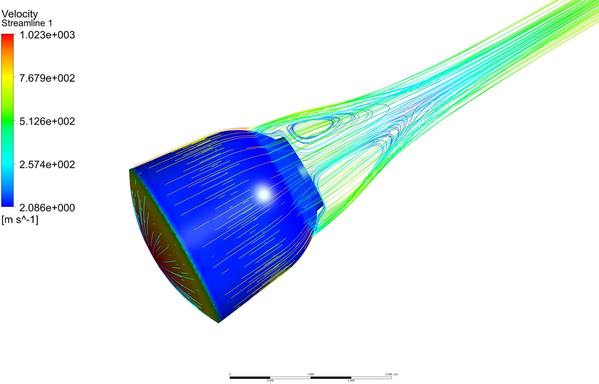 FetchCFD's tweet photo. CFD simulation showing air streamlines around Soyuz spacecraft. Details on #FetchCFD. Link here: https://t.co/rr5rVX5CdJ #CFD #Soyuz #Spacecraft #Simulation #ansys #space #Engineering #physics #FluidDynamics #ComputationalFluidDynamics #FlowSimulation https://t.co/wWSqtMD3lM