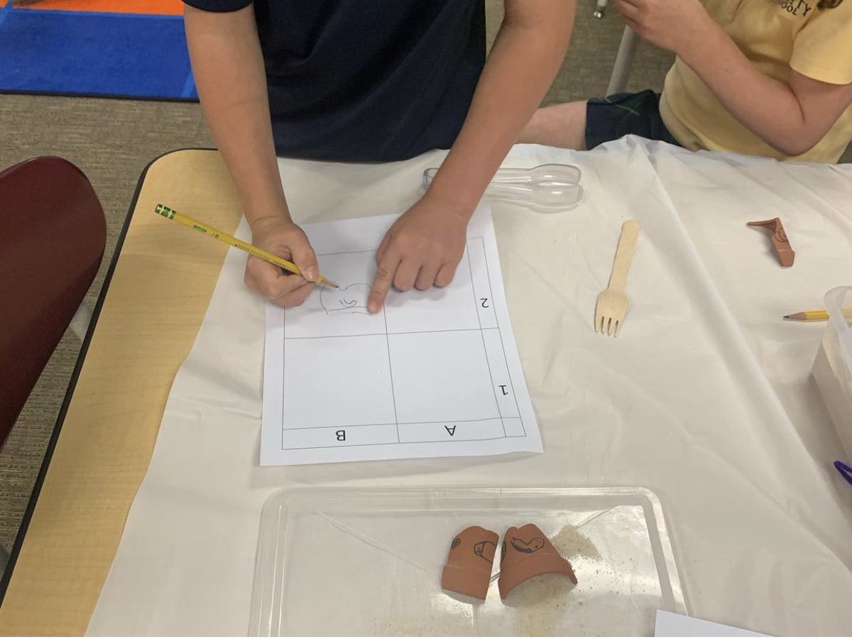 Archaeologists hard at work! Students carefully excavated and analyzed artifacts to figure out who these pots belonged to. #trinitylearns