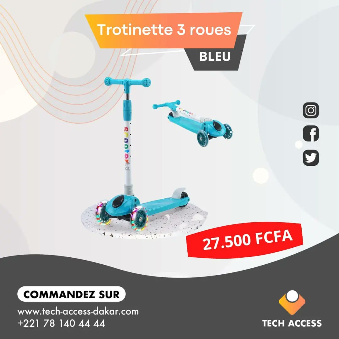 tech_access_dkr's tweet photo. Trotinette 3 roues

❗27500 F CFA❗

Commandez directement sur le site Web ou contactez nous au 78140 44 44.

#techaccess #dakar #Senegal #accessoires #enfants #trotinette #jouet #jouetenfant https://t.co/P43Wv9DWJx