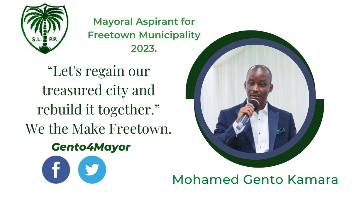 Gento4Mayor2023's tweet photo. The solution to the problems affecting Freetown.
Let's regain our treasured city and rebuild it together.
#Gento4Mayor https://t.co/zVTww6AbJt