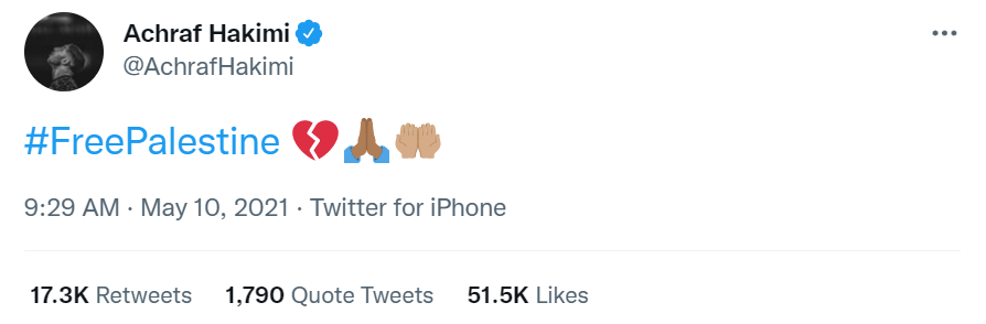 Millar_Colin's tweet image. PSG&apos;s Achraf Hakimi touches his ear after being loudly booed by home fans in Haifa tonight when he was introduced as a substitute. The Morocco international has been a vocal advocate of Palestinian rights.