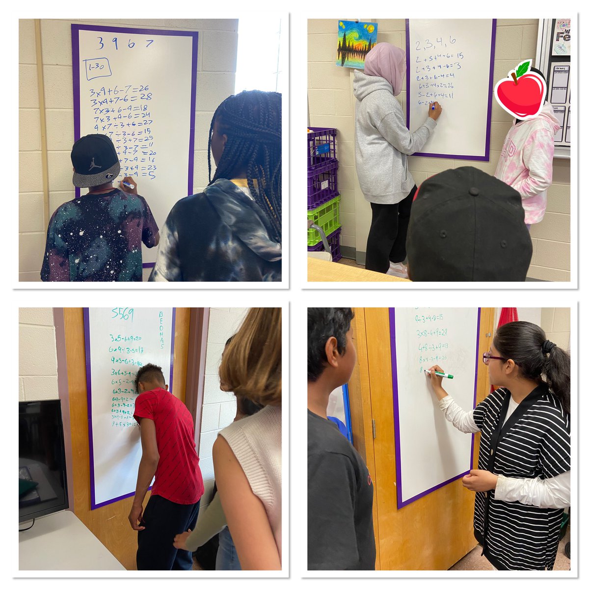Mrs_AFeeney's tweet photo. Continuing our #thinkingclassroom journey with the Four Numbers task…students were determined to solve as many as they could…they were so engaged and in the end we discussed the importance of perseverance and never giving up when we face a problem. @LincolnAlexPS https://t.co/sCFTWdzzG3