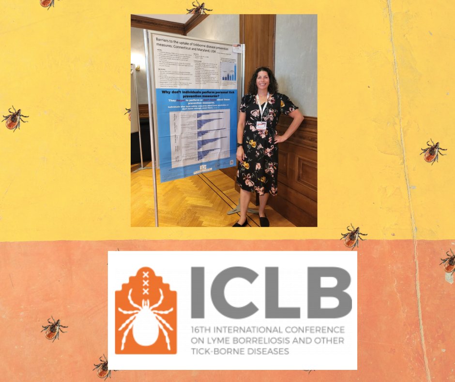 YaleEIP's tweet photo. AmberJean P. Hansen, MPH of @YaleEIP #TickNET presented her poster on the Barriers to the uptake of tickborne disease prevention measures in CT and MD, USA, at 16th International Conference on Lyme Borreliosis and other Tickborne Diseases. #LymeDisease #LymePrevention #ICLB https://t.co/XhMA4VWzK9