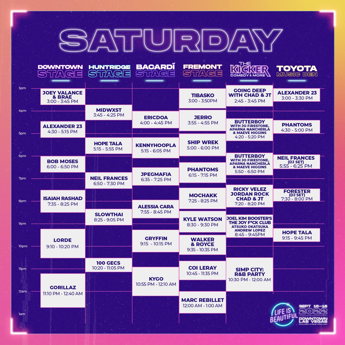 lifeisbeautiful's tweet photo. ⚡SCHEDULE UPDATE⚡ Make sure you catch all your fave sets! See you peeps soon! ✌️ https://t.co/TZjndN911K