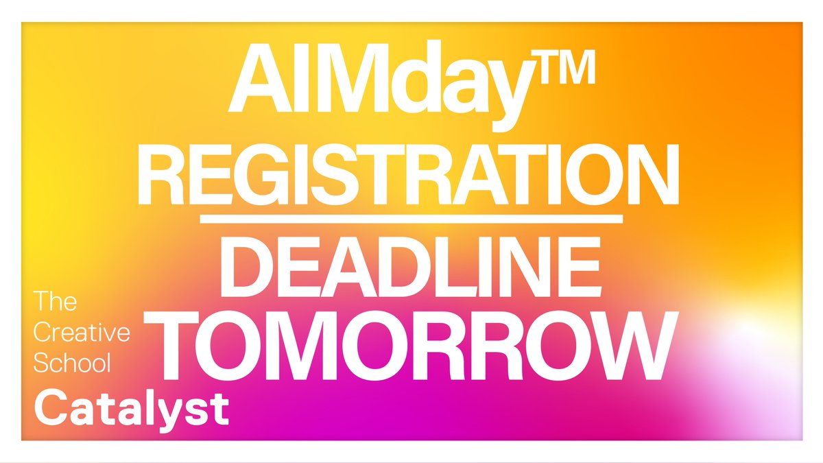 AIMday™ Creative Industries is happening on Thursday Sept 22, and the registration deadline is tomorrow!  AIMday™ brings together organizations and researchers to fast track solutions through industry-academic collaboration. Network! Collaborate! bit.ly/3UbH9T6