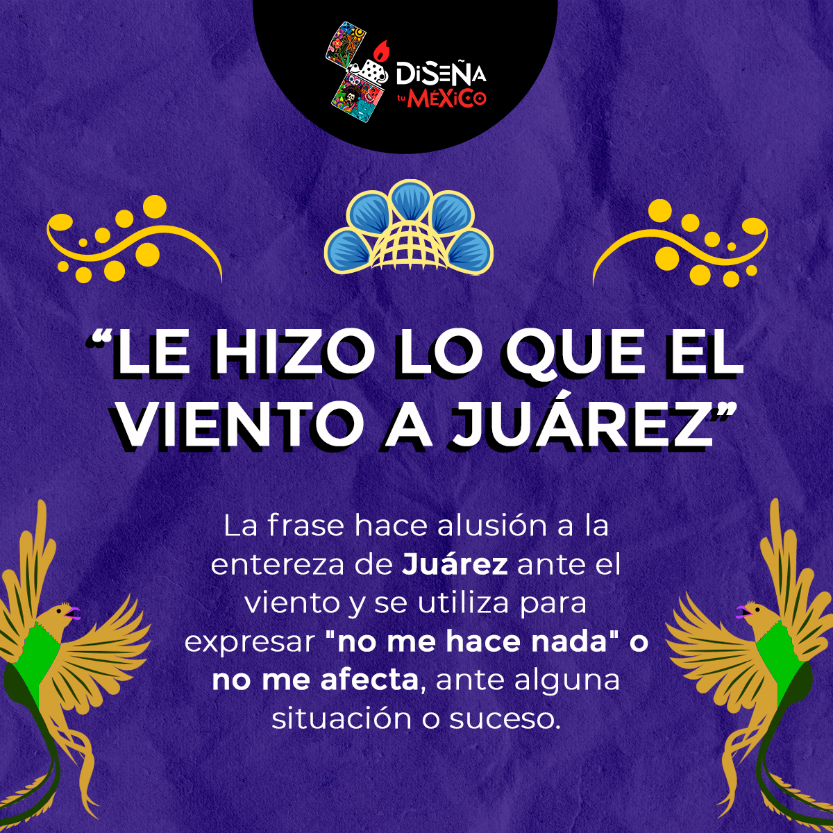 DiseniaTuMexico's tweet photo. Hablando Mexicano.🗣
.
Sin duda una de las frases populares más conocidas en México.✨
.
Aunque en realidad 🤷‍♀️ nadie sabe qué fue lo que el viento 🌫 le hizo al ex-presidente, es de dominio popular que alude a la firmeza y fortaleza. 🙌
.
.
.
#DiseñatuMexico #Concurso #Diseño https://t.co/LTU6JkVPrH