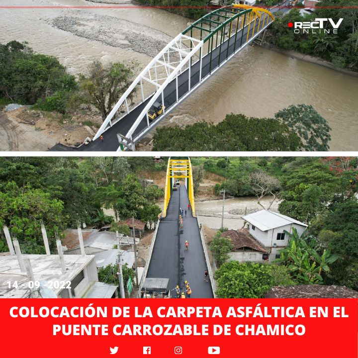 RecTVonline's tweet photo. #RecTv | Este miércoles 14 de septiembre, la empresa pública de vialidad VIALZACHIN, realizó la colocación de la carpeta asfáltica en el puente carrozable del sector #Chamico, de la parroquia #Cumbaratza, perteneciente al Cantón #Zamora. #RecTvNoticias #ZamoraChinchipe https://t.co/UC7zl6tb3a